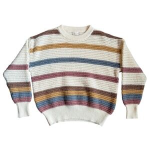 Altard State Multicolor Striped Chunky Crew Neck Sweater Size S Cottagecore Boho